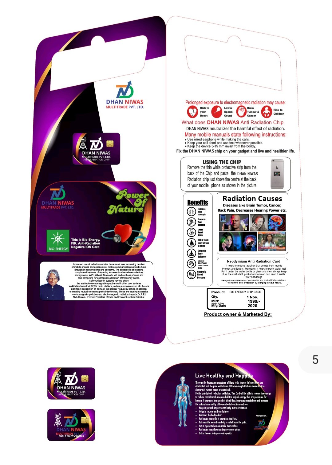 Anti Radiation Chip with Bio card