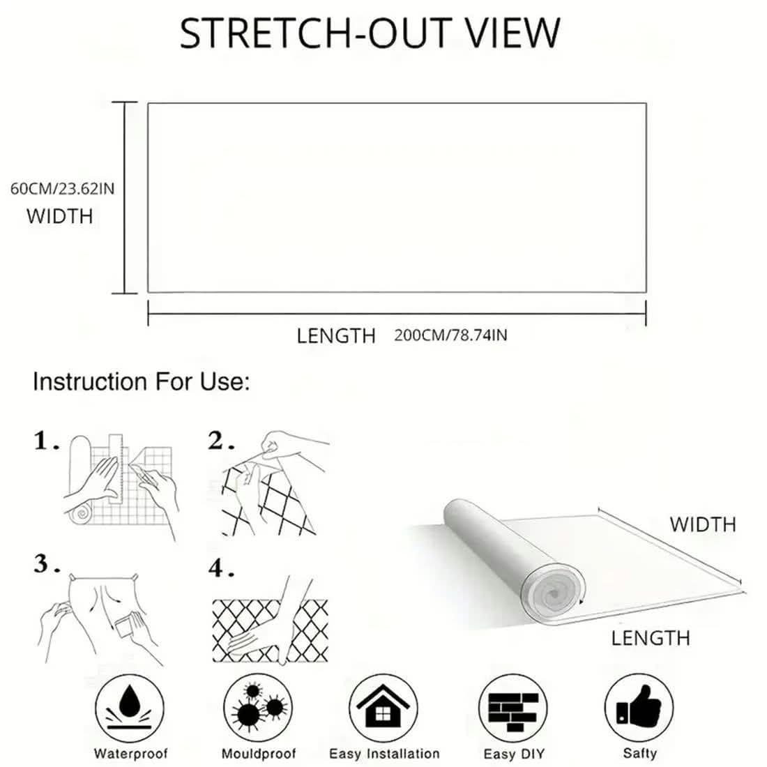 Marble Foil Wall Sticker [White Pattern] Size 60*200