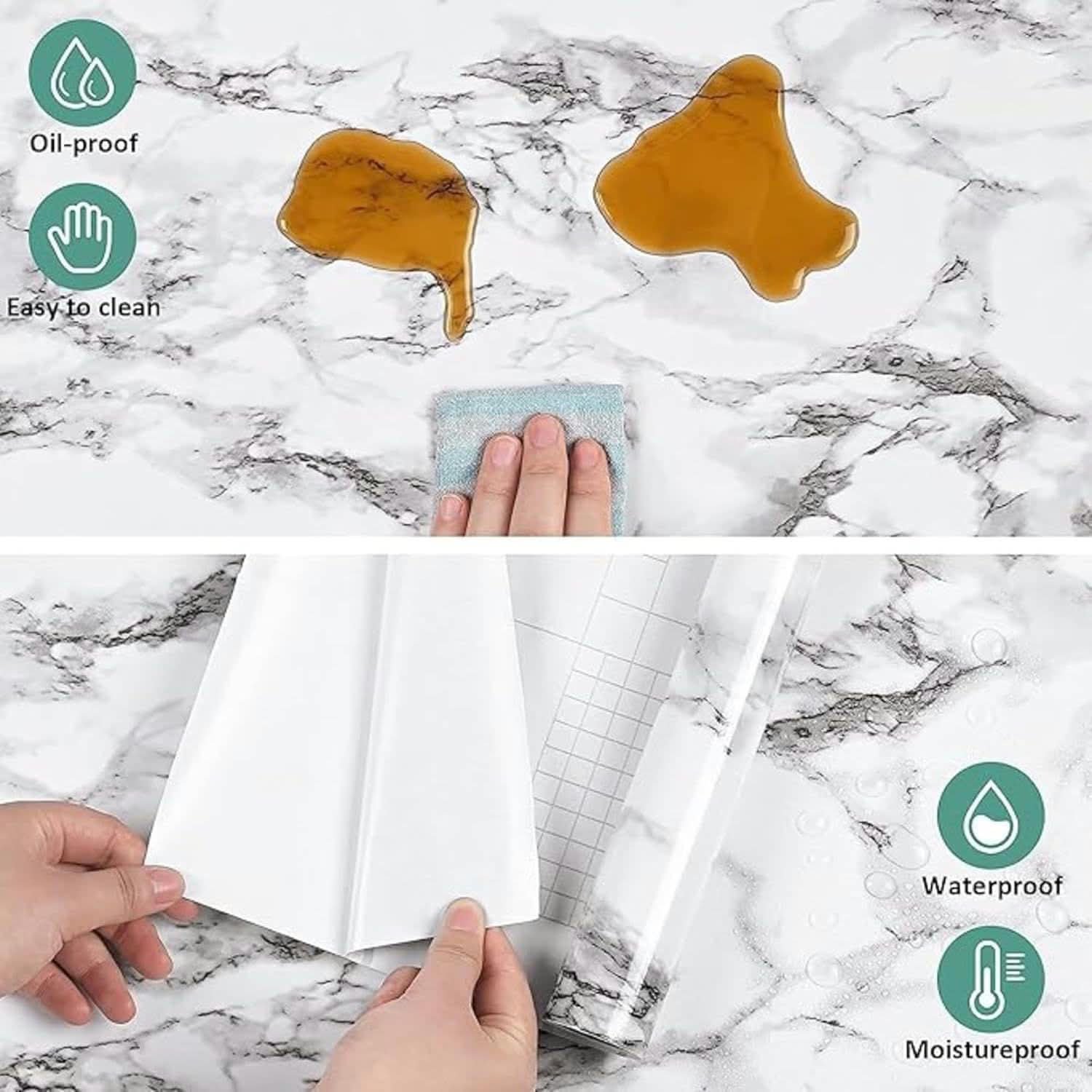 Marble Foil Wall Sticker [White Pattern] Size 60*200