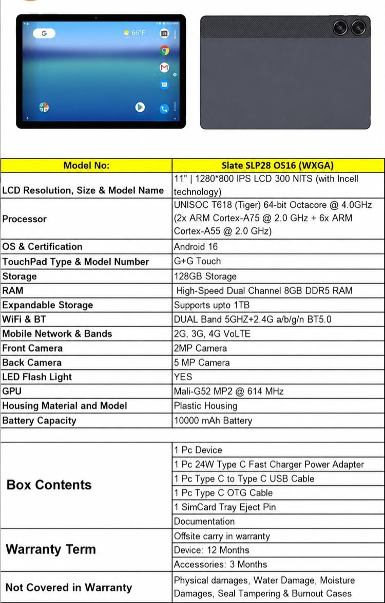 11&amp;amp;quot; Mobile Tab 8gb/128 Storage